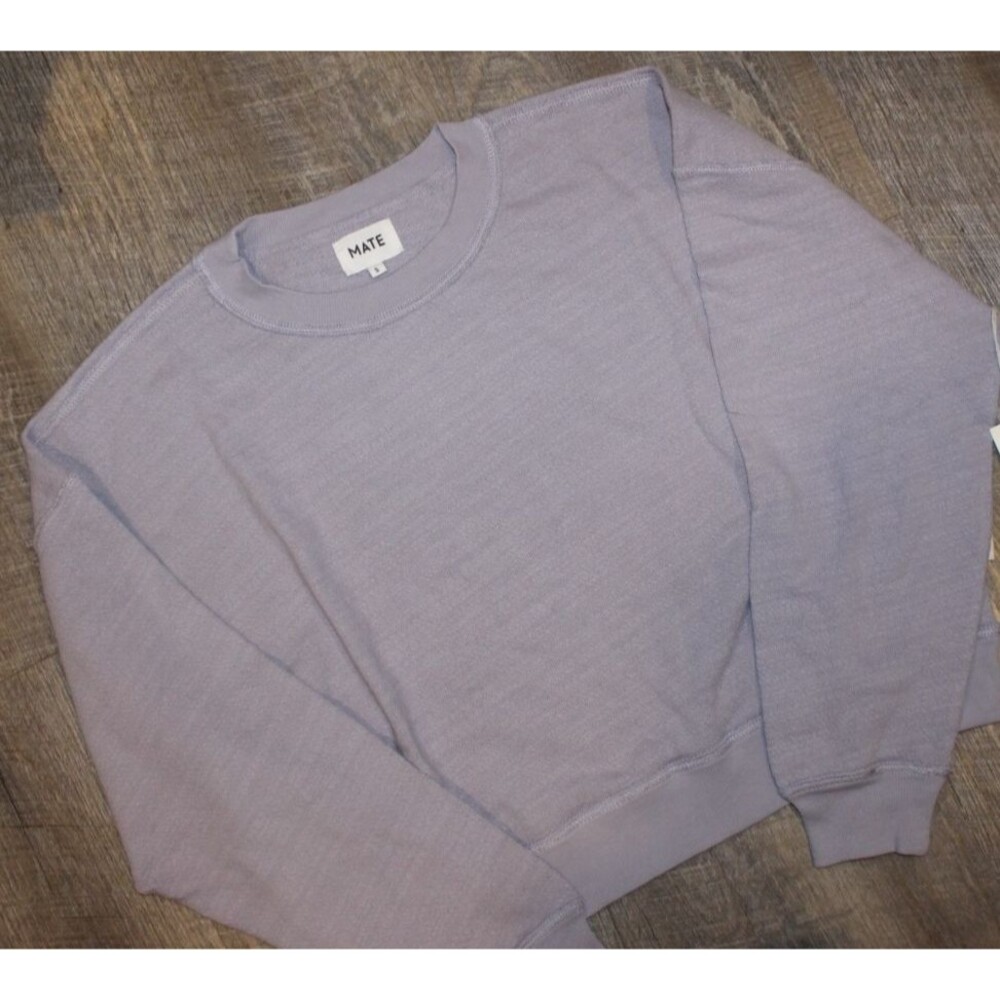 MATE THE LABEL WOMEN'S COTTON TERRY RAGLAN SWEATSHIRT HAZE PURPLE M NEW
